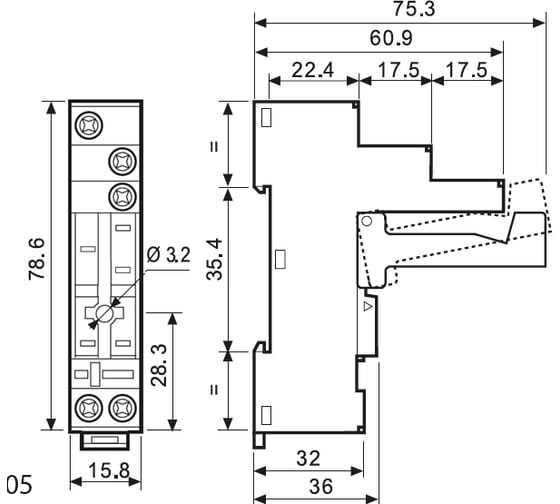 Розетка Finder для реле 40.31 и модуля 99.02/86.30, с разд-ми конт., с метал фикс 9503SMA