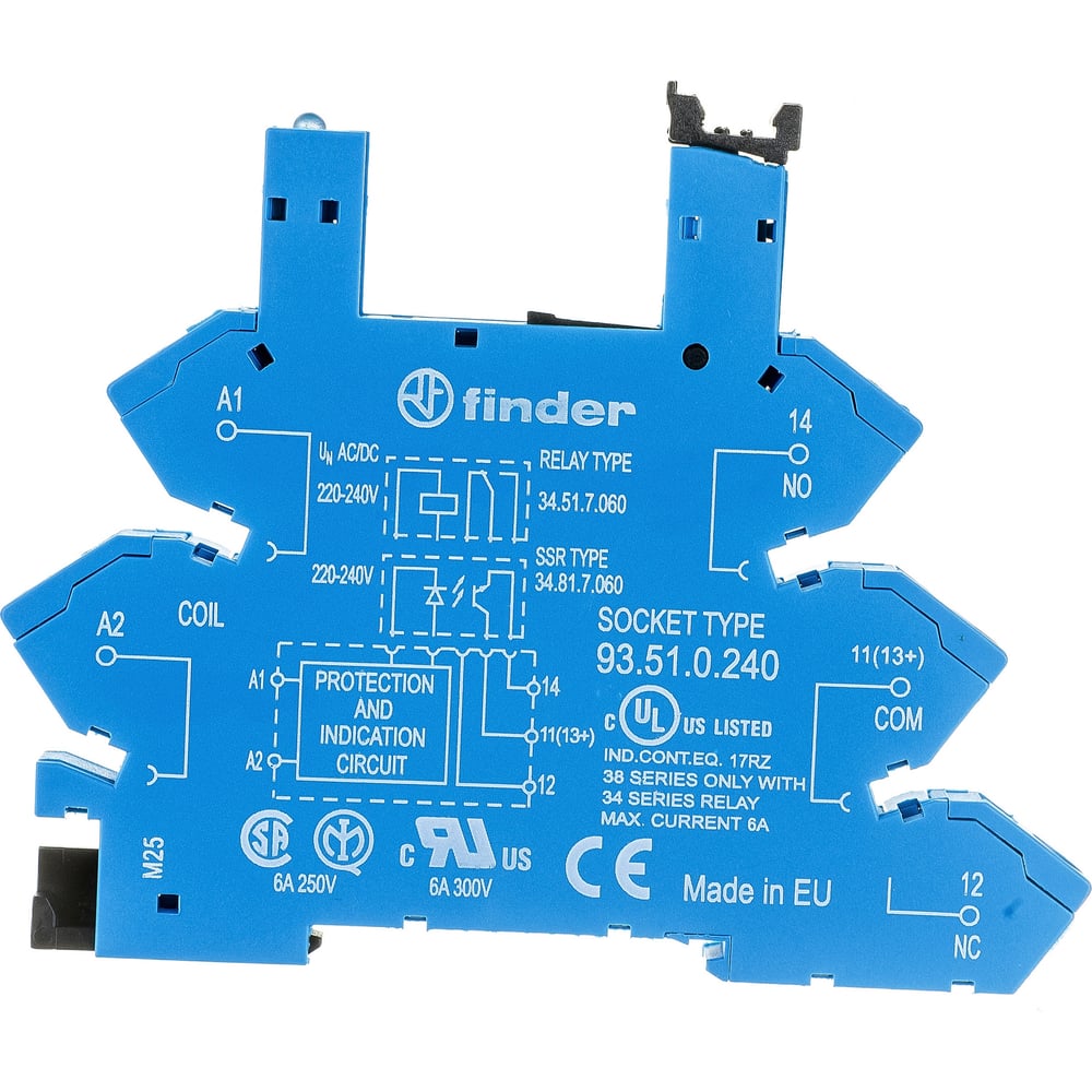 Розетка Finder для реле 34.51, 34.81 с пружинными зажимами, 6А, = 220 ...