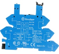 Розетка Finder для реле 34.51, 34.81 с пружинными зажимами, 6А, = 220-240В AC/DC, 93510240