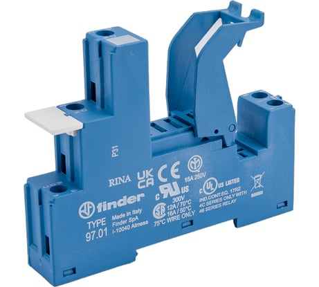 Розетка Finder для реле 46.61 и модуля 99.02/86.30, с разд-ми конт., с пластиковым фикс, в, 9701SPA