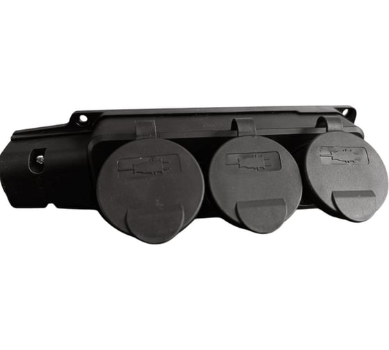 Колодка однофазная SAMGRUPP каучуковая три гнезда с крышкой, с заземл. 220-250В,16А,IP54 (упаковка 12 шт) SAMC-046222016-12