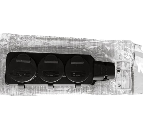 Колодка однофазная SAMGRUPP каучуковая три гнезда с крышкой, с заземл. 220-250В,16А,IP54 (упаковка 12 шт) SAMC-046222016-12