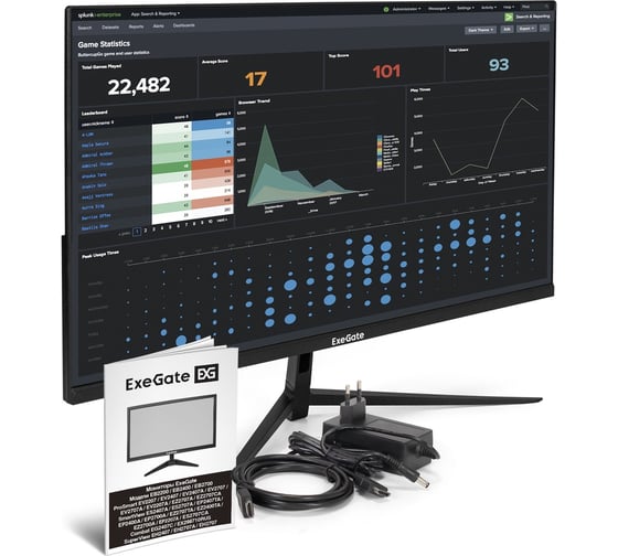 Монитор ExeGate 27 100 Гц SuperView EH2707 IPS LED Grade A+, FHD, 1920x1080 100Гц, 16:9, 250cd/m2, 1300:1, 178/178, 5ms, D-Sub, HDMI, FreeSync, Flicker-fr 298355