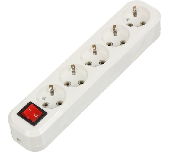Колодка для удлинителя General Lighting Systems General GSB-16-5-G-IP20 Easy, 16А, 5 гнезд, IP20, c заземлением, с выключателем 470060 1