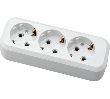 Розеточная колодка АБК-СИЛА 3 гнезда с заземлением 16А/220В белая 1 шт 5402403