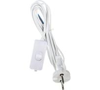 Шнур АБК-СИЛА с выключателем и плоской вилкой ШВВП 2х0,75мм2 2м белый 1 шт 50067002