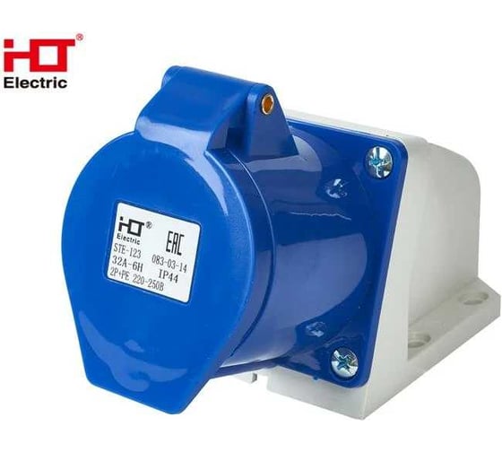 Розетка HLT 123 стационарная 2Р+РЕ 32А 230В IP44 (10шт./уп.) 083-03-14
