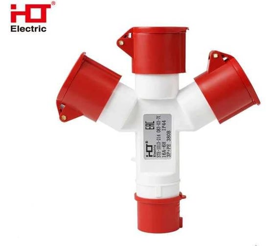 Розетка трехлучевая HLT 1013-214 3Р+РЕ 16А 380В IP44 (5шт./уп.) 083-03-70