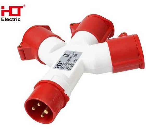 Розетка трехлучевая HLT 1013-214 3Р+РЕ 16А 380В IP44 (5шт./уп.) 083-03-70