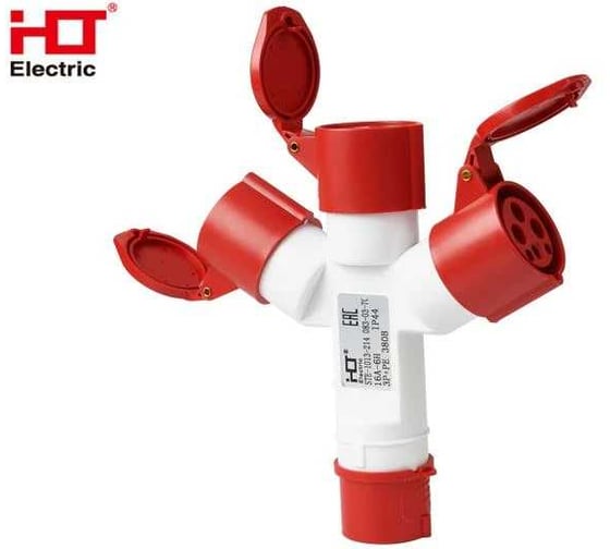 Розетка трехлучевая HLT 1013-214 3Р+РЕ 16А 380В IP44 (5шт./уп.) 083-03-70