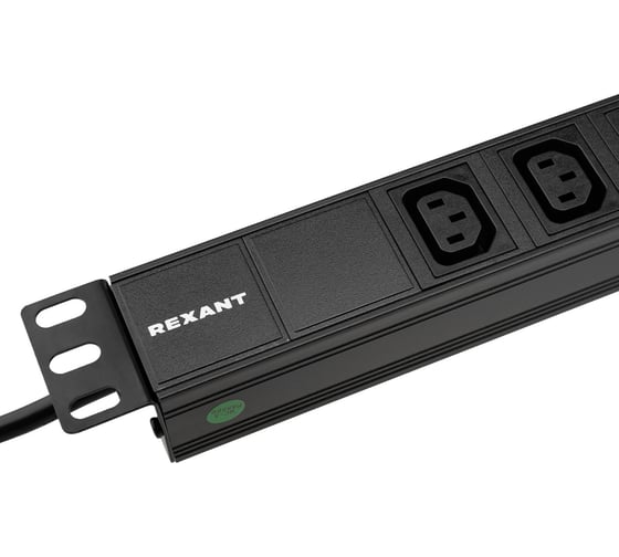 Блок распределения питания REXANT для 19 шкафов, горизонтальный, 8 розеток C13, 10A, без выкл, алюм корп, шнур 2м, вилка C14 04-0304-1