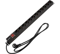 Блок распределения питания REXANT для 19 шкафов, вертикальный, 12 розеток СЕЕ 7/4, 16A, выкл, алюм корп, шнур 2м, вилка СЕЕ 7/7 04-0204-2