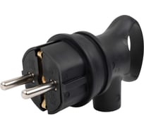 Gigant Вилка угловая однофазная каучук с/з 16А IP44 черная RPG-3