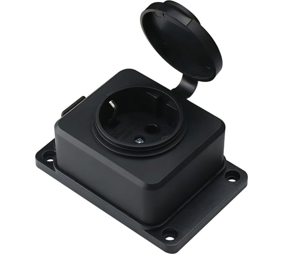Колодка каучуковая с заземлением Monolit 1 розетка 16А IP54, Чёрный 1183