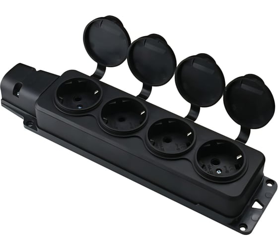 Колодка каучуковая с заземлением Monolit 4 розетки 16А IP54, Чёрный 1185 1