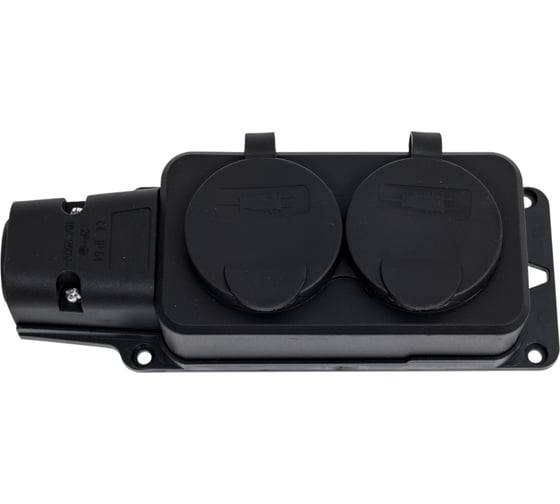 Колодка каучуковая с заземлением Monolit 2 розетки 16А IP54, Чёрный 1184