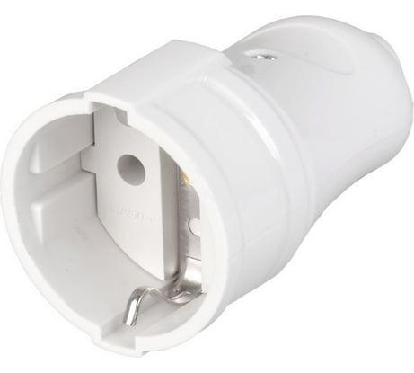 Кабельная разборная прямая розетка АБК-СИЛА с заземлением 16А 220В белая 1 шт 2902003