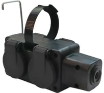 Розетка ООО "ОПТИКОМ ЭЛЕКТРИК" 4-хместная штепсельная переносная с заземляющим контактом брызгозащищенная, чёрная 400220.40011.5