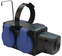 Розетка ООО "ОПТИКОМ ЭЛЕКТРИК" 4-хместная штепсельная переносная с заземляющим контактом брызгозащищенная, синяя 400220.40031.с