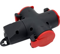 Розетка ООО "ОПТИКОМ ЭЛЕКТРИК" 3-хместная переносная с заземляющим контактом брызгозащищенная, красная 400220.30061.к