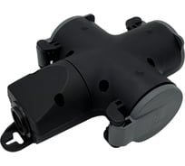 Розетка ООО "ОПТИКОМ ЭЛЕКТРИК" 3-хместная переносная с заземляющим контактом брызгозащищенная, серая 400220.30021.4