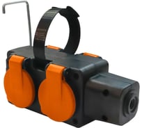 Розетка ООО "ОПТИКОМ ЭЛЕКТРИК" 4-хместная штепсельная переносная с заземляющим контактом брызгозащищенная, оранжевая 400220.40041.о