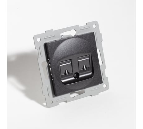 Суппорт для розетки информационной SPL 2 порта, антрацит 205324