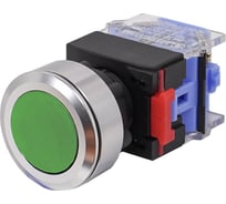 Выключатель кнопочный Электротехник ВК30-10/G/P, зелёный, 1НО, цилиндр, d30мм, IP65, ET859208