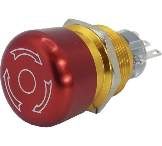 Электротехник GQ22-L-11TSB, металл, красный, 1C1NO1NC, гриб с фиксацией, d22мм, IP65, выключатель кнопочный ET020092 1