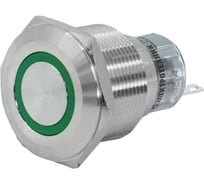 Электротехник GQ22-L-11E/G/S, металл, зелёный, 1C1NO1NC, цилиндр, d22мм, IP65, выключатель кнопочный ET020090