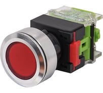 Выключатель кнопочный Электротехник ВК30-M11/R/P, красный, 1НО и 1НЗ, цилиндр, d30мм, IP65, ET859212