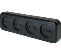 Розетка ООО ОПТИКОМ ЭЛЕКТРИК RA 16-446 четырехместная открытой установки, цвет черный  400215.01051.5