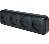 Розетка ООО ОПТИКОМ ЭЛЕКТРИК RA 16-464 четырехместная открытой установки, цвет черный  400215.01141.5