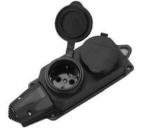 Розетка 2-местная ЕТР с защитными крышками каучуковая 230В, 16A, IP44 77607