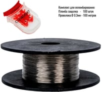Комплект ООО пломба.Ру пломба защелка номерная красная 100 шт. и проволока пломбировочная нержавейка 0,3ммх100м 1006592