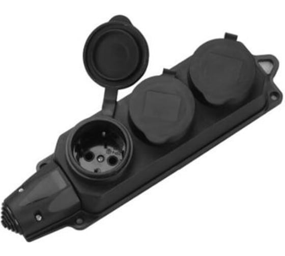 Розетка 3-местная с защитными крышками ЕТР каучуковая, 230В, 16A, IP44 77608 1