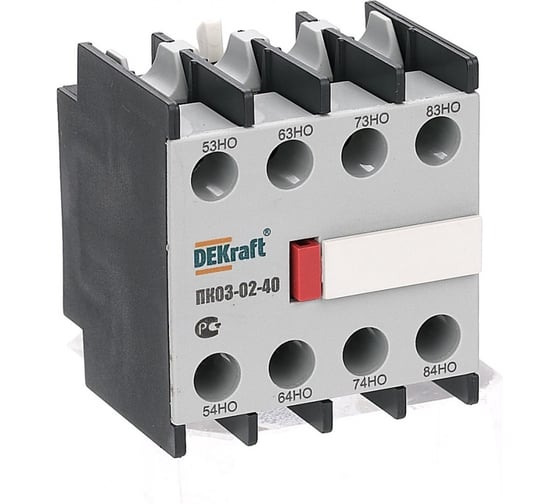 Контактная приставка Dekraft ПК-03-02, 4НО, 10 А, IP20, 6 шт 24103DEK 4610007506014