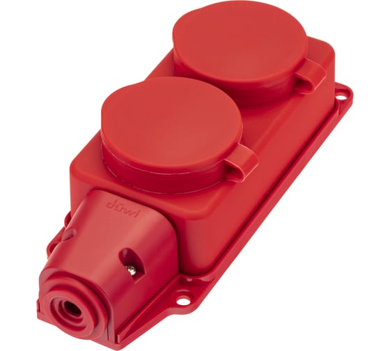 Каучуковая колодка duwi с крышкой с заземлением 2 гнезда 16A IP44 красная 27465 0