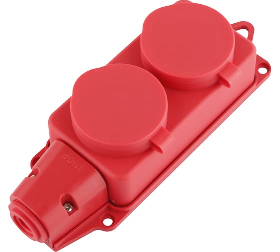 Каучуковая колодка duwi с крышкой с заземлением 2 гнезда 16A IP44 красная 27465 0