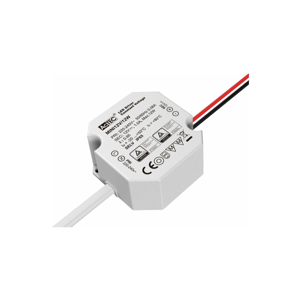 Блок питания AcTEC 24В, 12Вт, IP65, 0.5A, 50x48x24мм MINI24V/12W ...