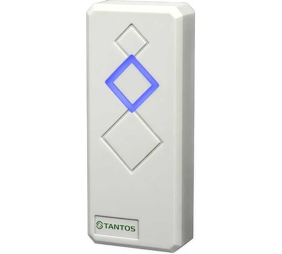 Считыватель карт Mifare Tantos TS-RDR-MF White (в режиме чтения UID), рабочая частота 13,56МГц, выходной протокол Wiegand-26/34, питание 9-16В, 102x43x16мм, белый 00-00300222 1