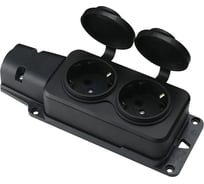 Колодка 2-х местная Filum каучуковая 2P+PE 16A 250В IP44 с защитной крышкой чёрног FL-SB-2EU-IP44-BK