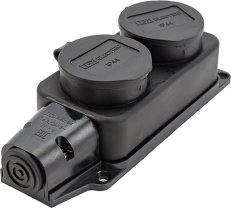 Розетка TDM ELECTRIC двухместная с заглушками каучук 2Р+РЕ 16А 250В IP44 SQ0612-0010
