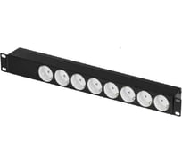 Блок розеток Filum 19, 8 розеток CEE 7/3 (Schuko), 10A, с выключателем, кабель 2 м с вилкой C14 FL-PDU19-8SCH-PS-2MC14