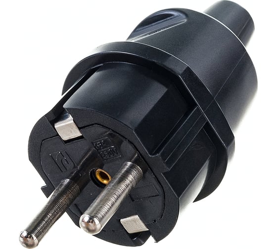 Массивная вилка Aling-conel STANDARD с заземляющим контактом 16A 250В, черный 306.13 137007
