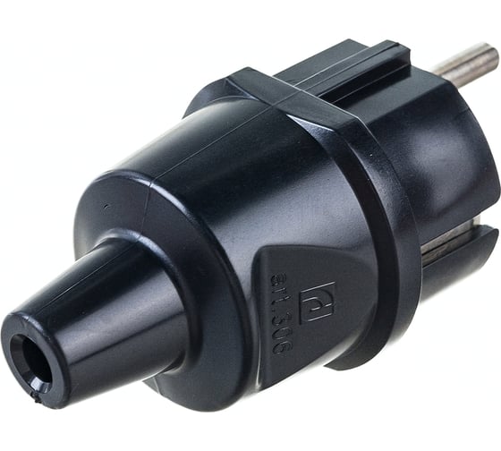 Массивная вилка Aling-conel STANDARD с заземляющим контактом 16A 250В, черный 306.13 137007