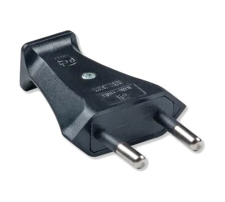 Вилка Aling-conel без заземляющего контакта EURO 2,5A 250В, черный 302.13 137015