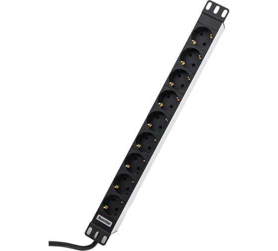 Блок розеток Hyperline SHT19-9SH-2.5EU для 19" шкафов, горизонтальный, 9 розеток Schuko (16A) 26449