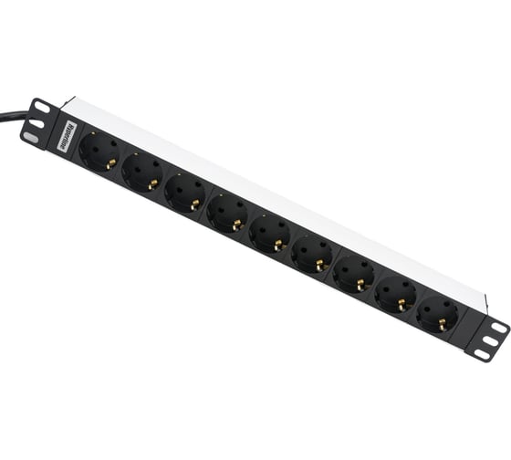 Блок розеток Hyperline SHT19-9SH-2.5EU для 19" шкафов, горизонтальный, 9 розеток Schuko (16A) 26449