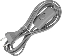 Шнур с выключателем и плоской вилкой TDM ELECTRIC ШУ01В ШВВП 2х0,75мм2 2м. серебр. металлик SQ1305-0005